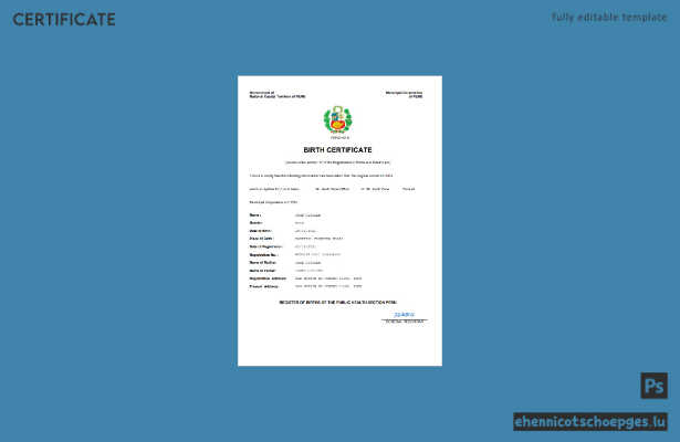 Peruanische Geburtsurkunde – Beispielansicht (Word und PDF)